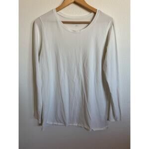 Soft Surroundings White Cotton Womens Long Sleeve Top Size M Cotton Basic Shirt